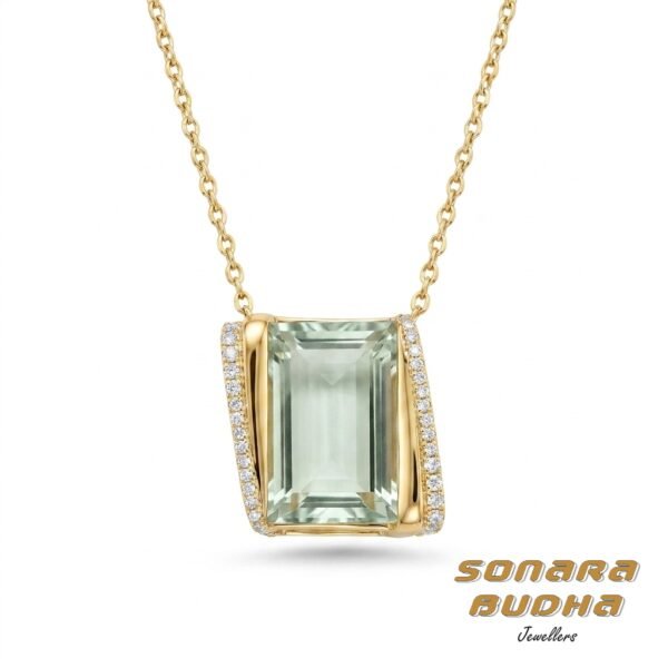 Diamond / Green Quartz Necklace