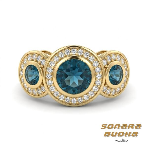 Diamond / Blue Topaz Ring