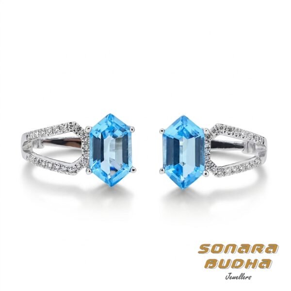 Diamond / Blue Topaz Earrings